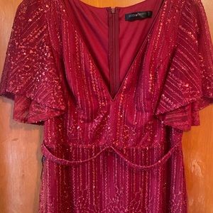 Burgundy sequin gown. Size 14. Never worn